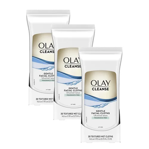 Vista 7 de Olay Limpiar paños faciales suaves, sin fragancia, 30 unidades. El embalaje puede variar