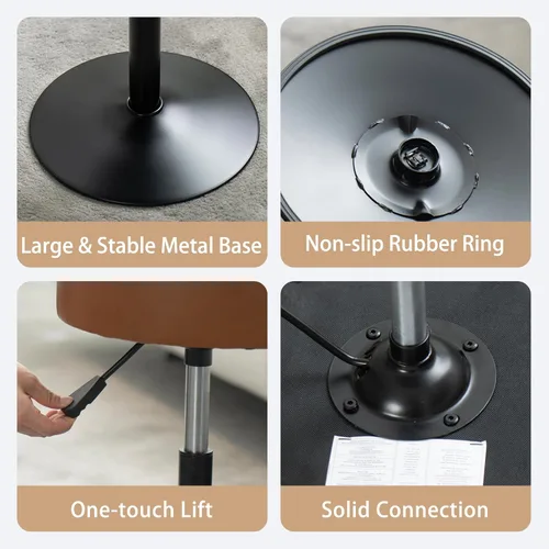 Vista 6 de Taburete de tocador ajustable con espuma de alta densidad que no se hunde y base de metal Silla giratoria de maquillaje, taburete de maquillaje