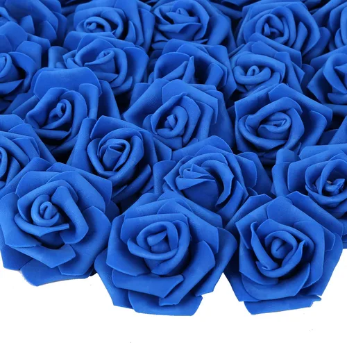 Vista 15 de 100 PCS Rosas de Espuma Azul Bebé Flores Artificiales Flores de Espuma Azul a Granel Sin Tallo Rosas Falsas para Bricolaje Centros de Mesa de Boda