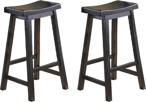 Vista 9 de Lexicon Victoria - Juego de 2 taburetes de altura de mesa de madera maciza, taburetes de cocina para comedor, asientos de silla sin brazos, perfecto