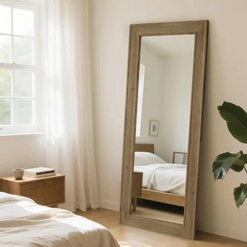 Vista 11 de WallBeyond Espejo de Pared de Ratán Rectangular, Espejo de Ratán de 32 X 44 Pulgadas con Marco de Madera para Decoración de Pared, Baño, Sala
