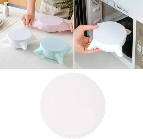 Vista 9 de Tapas de silicona para ollas de silicona para película de alimentos, tapa de sellado elástica blanca de silicona