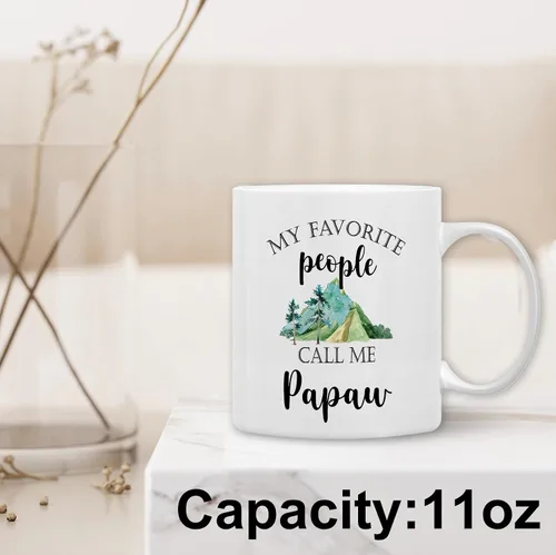 Vista 2 de Taza de Papaw QASHWEY, Tazas de Café de Regalo de Nietos para Abuelo, Regalos de Abuelo Papaw, Taza del Día del Padre Taza de Té para Abuelo, Mis