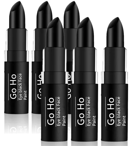 Vista 10 de Go Ho Barra de pintura facial negra fácil de colorear, tiras de ojos impermeables para palo de béisbol, accesorios de fútbol, lápiz labial y pintura