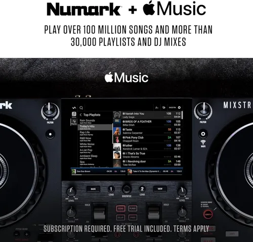 Vista 10 de Numark Controlador de DJ Mixstream Pro+ con Separación de Stems, 2 Decks, Transmisión Wi-Fi, Mezclador, Pantalla Táctil de 7", Altavoces, funciona