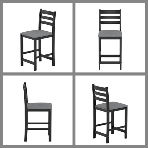 Vista 7 de 24'' Counter Height Bar Stools Set of 2, Solid Wood Island Chairs for Kitchen, Stools for Kitchen Counter, Black Negro