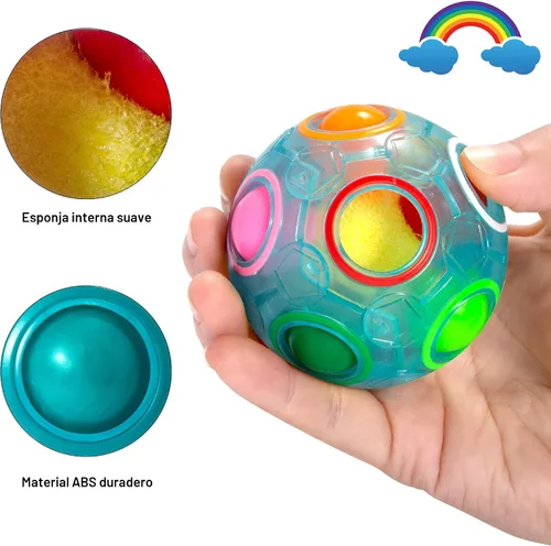 Vista 3 de Vdealen Bola Mágica de Rompecabezas del Arco Iris, Rompecabezas de Bola Antiestrés Estimulante Mental, Juguete Antiestrés para Niños y Niñas