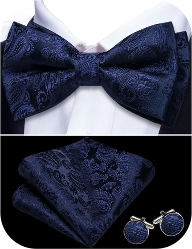 Vista 41 de Barry.Wang Pajarita de Rayas Paisley para Hombre de Seda Preatada Pañuelo de Bolsillo Gemelos Juego Formal Boda Fiesta Graduación