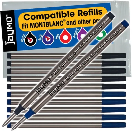 Vista 9 de Jaymo Repuesto para Montblanc 105158 – Medidas 4.44 in / 113 mm de largo – Recambio de bolígrafo roller – 12 negro