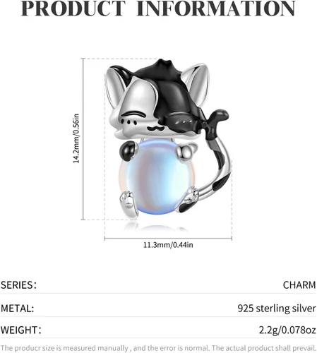 Vista 3 de Moonstone Charm for Women Bracelet 925 Sterling Silver Elephant Heart CZ Stone Charms for European Snake Charm Bracelet Necklace for Mother Daughter