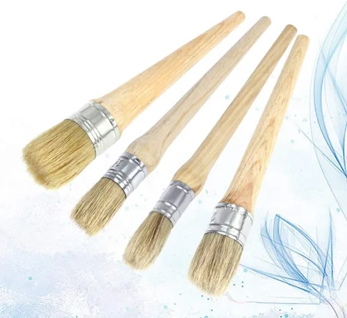 Vista 9 de Juego de 4 brochas de cera profesionales para pintura de tiza con cerdas naturales para folkart de 0.787 in, 0.984 in, 1.181 in, 1.575 in
