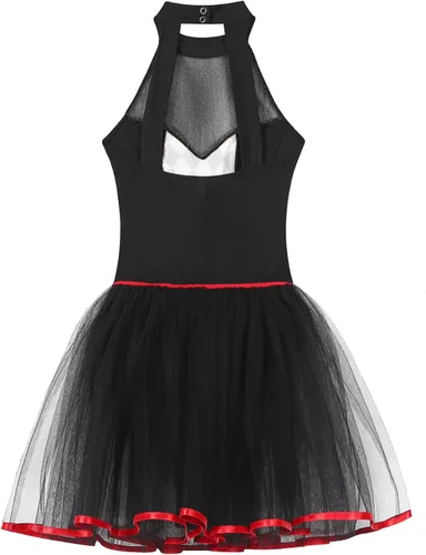 Vista 6 de renvena Vestido tutú de payasos de circo para mujer, lindo cuello odiador, disfraz de Halloween Rave Party Dance Droll