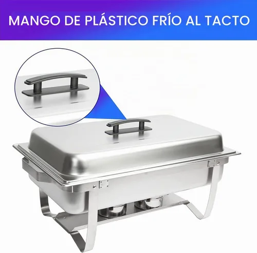 Vista 8 de Juego de bufé de platos de roce (paquete de 4) Chafers 8QT buffet servidores y calentadores, servidores de roces con cubiertas, catering, chafer