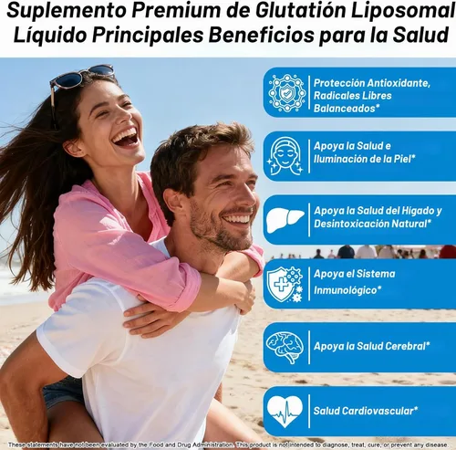Vista 3 de Glutatión liposomal, suplemento líquido extra fuerte de glutatión con aceite AloeVera, vitamina C y ácido hialurónico para desintoxicación