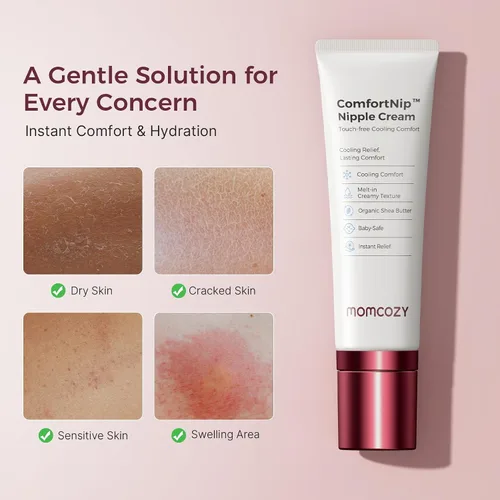 Vista 6 de Momcozy ComfortNip™ Crema de Pezones con Enfriamiento y Comodidad Sin Contacto, Crema para Pezones para Lactancia, Alivio Instantáneo, Fórmula a