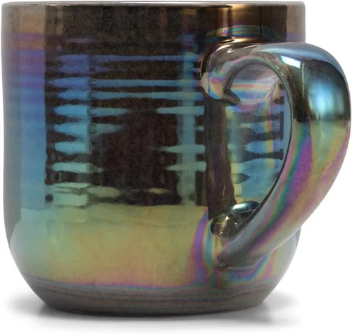 Vista 3 de Elanze Designs - Taza de café de cerámica con esmalte reactivo brillante, tamaño grande de 17 onzas líquidas, taza de cocina diaria de grado