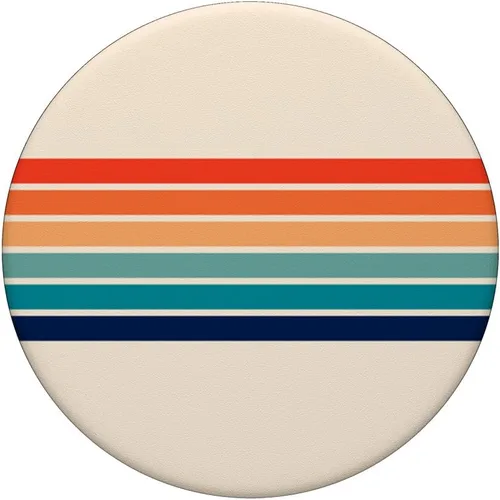 Vista 3 de Diseño abstracto de rayas retro de los años 70, diseño vintage con texto "Love PopSockets", agarre y soporte para teléfonos y tabletas, Negro