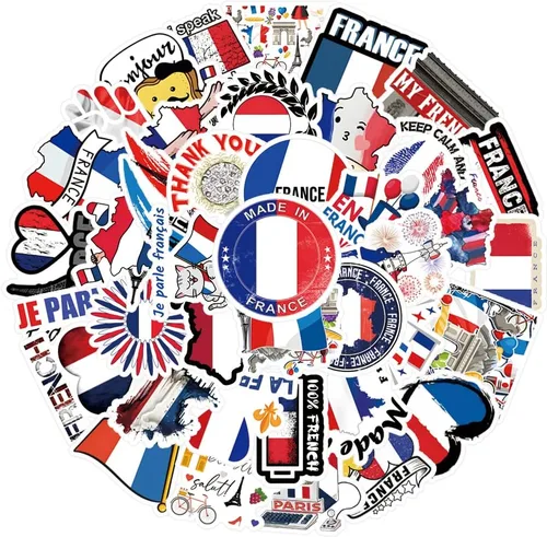 Vista 7 de Paquete de 54 calcomanías francesas, calcomanías de vinilo estético de graffiti impermeables para botella de agua, laptop, teléfono, álbumes