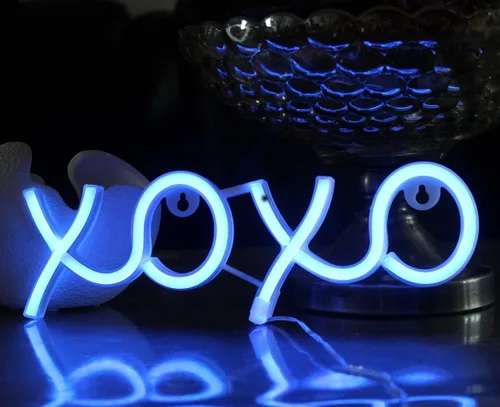 Vista 17 de XOXO - Letrero de luz LED de neón rosa para el día de San Valentín para pared de dormitorio, luces de neón para decoración de pared, letrero Xoxo