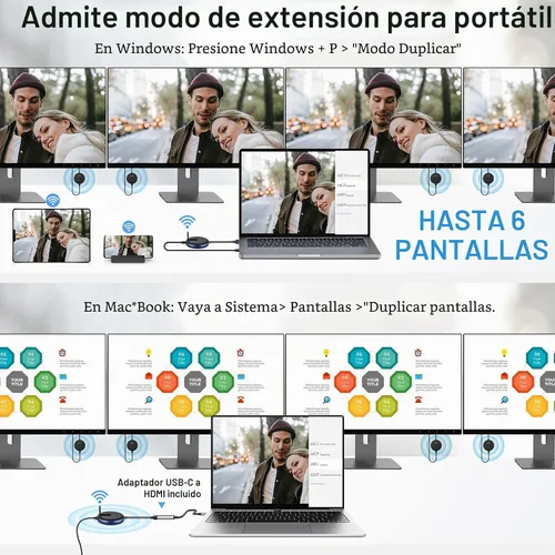 Vista 9 de Transmisor y receptor HDMI inalámbrico: kit extensor Plug and Play, multiTV (1TX hasta 4RX), 50M/165FT @60Hz 5.8G/2.4G- Transmite video desde