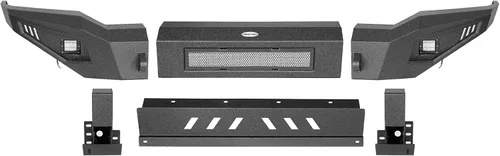 Vista 6 de Tundra parachoques delantero de ancho completo con placas de deslizamiento y focos LED para camionetas Toyota Tundra 2007-2013