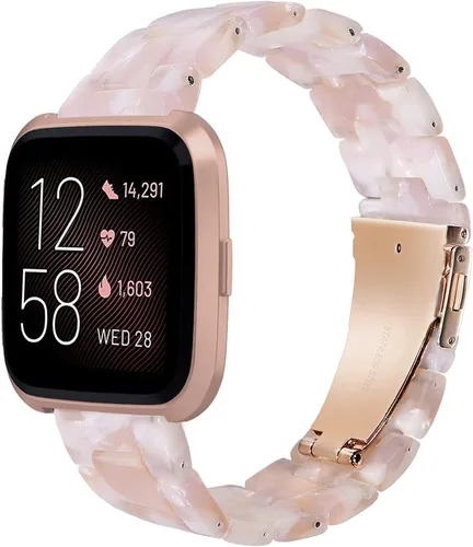 Vista 10 de AWSMOR - Correa compatible con Fitbit Versa 2 Band para mujeres y hombres, correa de resina con hebilla de acero inoxidable de repuesto para reloj