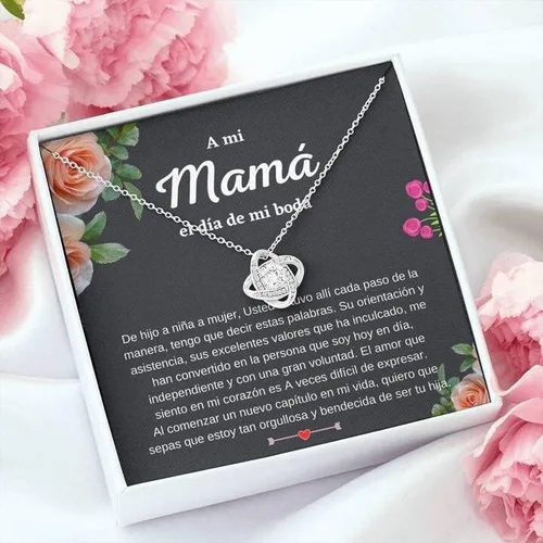 Vista 2 de Joyería para tarjetas de mensaje regalos personalizados, regalo para mamá en mi boda, regalos españoles, collar para madre de la novia, regalo