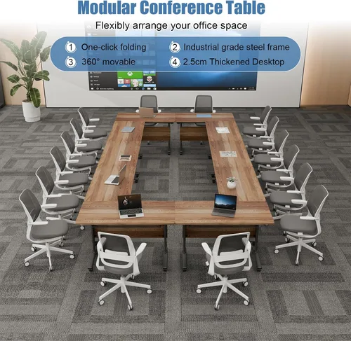 Vista 3 de Mesa de conferencias plegable, mesa de sala de conferencias con ruedas, mesa de conferencias plegable modular, mesas de reuniones de entrenamiento