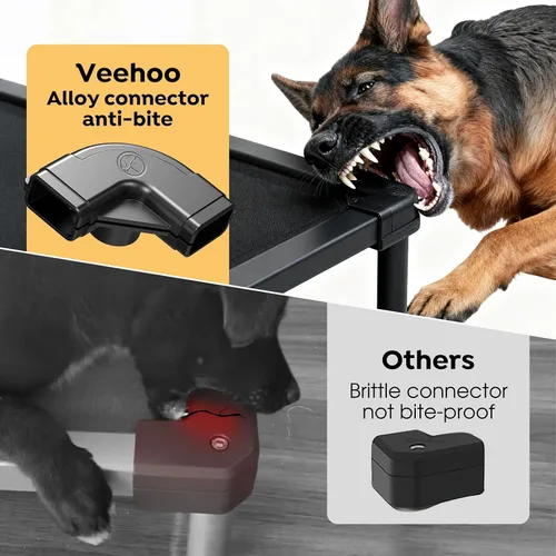 Vista 2 de Veehoo Cama Elevada para Perros a Prueba de Masticación, Catre Elevado Duradero para Mascotas con Colchoneta Impermeable Rellena de Algodón PP Negro