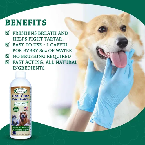 Vista 2 de Aditivo de agua para el cuidado bucal para gatos y perros, soporte dental suave, reduce los olores del aliento, promueve la salud de las encías, sin