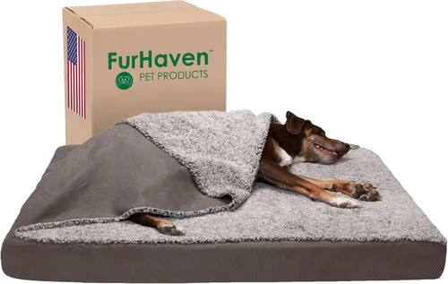 Vista 27 de Furhaven Funda de repuesto para cama de perro, estilo sofá, de pelo sintético y terciopelo, color salvia oscura, talla M
