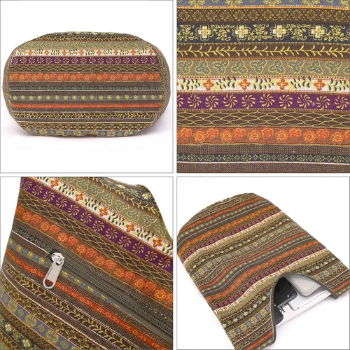 Vista 7 de Bolsa de hombro para mujer, de lona en estilo hippiebohemio para llevar cruzada al hombro, disponible en diferentes colores y estampados