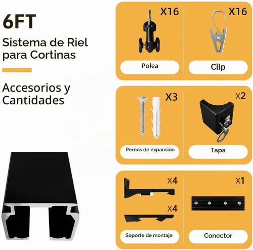 Vista 6 de MaKefeile Riel de Cortina para Techo, Rieles de Cortinas de Servicio Pesado para Montaje en Techo y Pared, Divisor de Habitación, Cortinas de Ducha