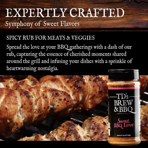Vista 5 de TD's Brew & BBQ SWEET BBQ LOVE Rub & Seasoning - BBQ Rub - Sweet BBQ Rub - Smoke Rub