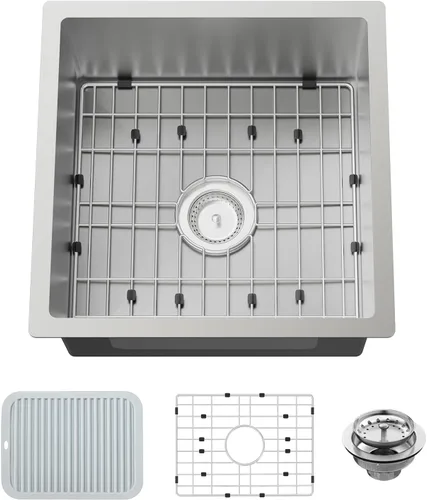 Vista 18 de Fregadero de cocina y bar negro de 12 x 16 pulgadas, pequeño tazón de acero inoxidable para montaje inferior, fregadero de cocina y bar, elección