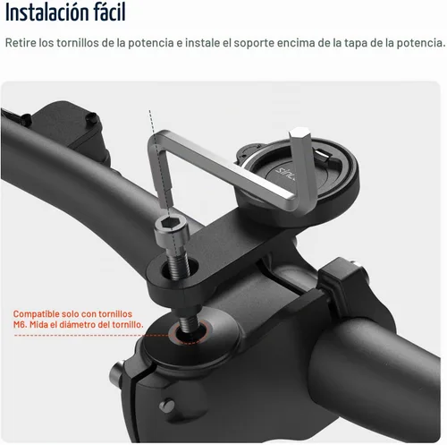 Vista 6 de sincetop Soporte universal de teléfono para bicicleta, soporte de teléfono con tapa de vástago de aluminio para bicicletas de montaña y carretera