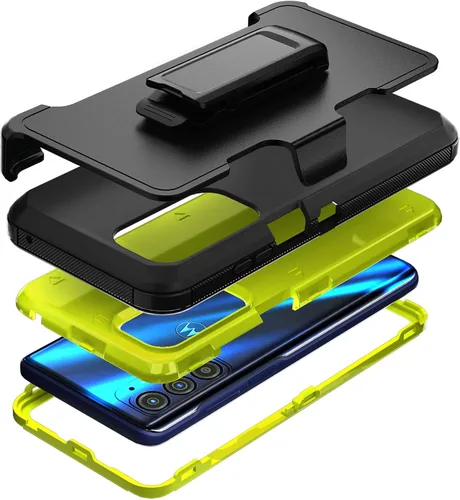 Vista 8 de Funda compatible con Motorola Edge 2021/Edge 5G UW 2021, resistente, a prueba de golpes, protección de cuerpo completo, con funda de clip para Negro