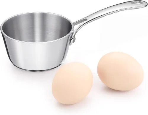 Vista 9 de Mini sartén, olla de acero inoxidable de tres capas con mango que se mantiene fresco, salsa térmica y aceite (4 pulgadas/0.12 cuartos de galón)