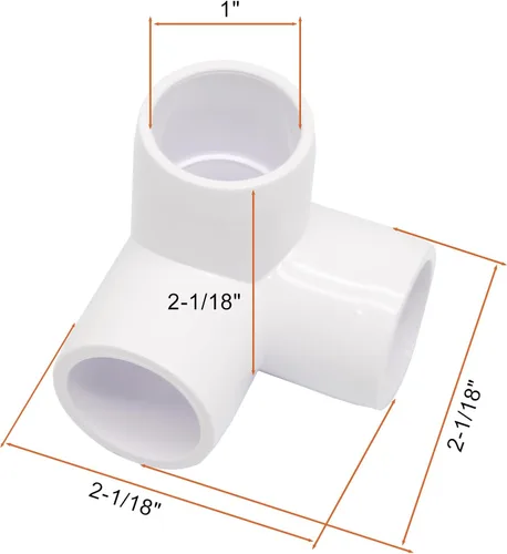 Vista 3 de Litoexpe 4 conectores de codo de PVC de 3 vías de 1/2 pulgada y 3 vías, conector de codo de grado para muebles, conector de tubería de tres vías