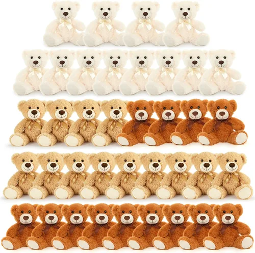 Vista 30 de MorisMos 10 Osos de Peluche a Granel para Baby Shower, Osos de Peluche Lindos de 14 Pulgadas Animales de Peluche de Felpa, Pequeños Osos de Peluche