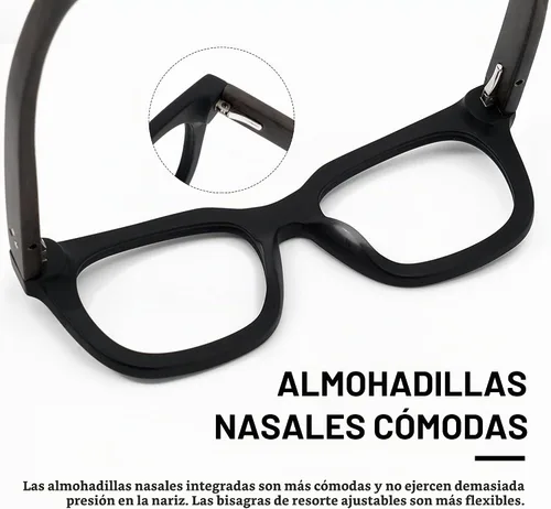Vista 5 de Zeelool Retro Grueso Rectángulo Madera Brazo Gafas Marco para Hombres Sin Prescripción Lente Transparente Sam FP0432, Fp0432-01 Negro