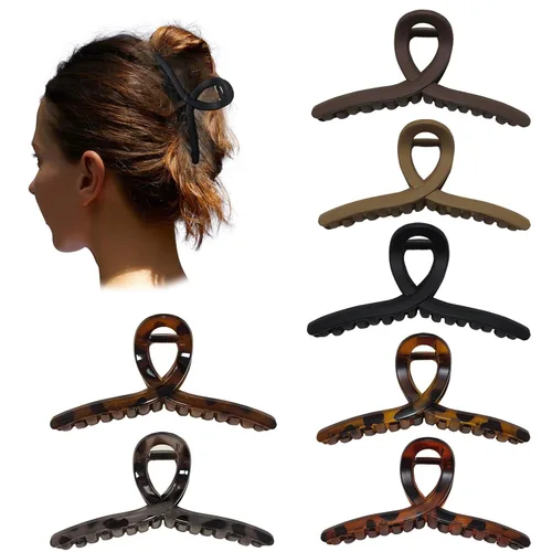 Vista 19 de Pinzas para el cabello de 4.3 pulgadas, grandes, antideslizantes, grandes mate, clip de mariposa para cabello fino y grueso, paquete de 4