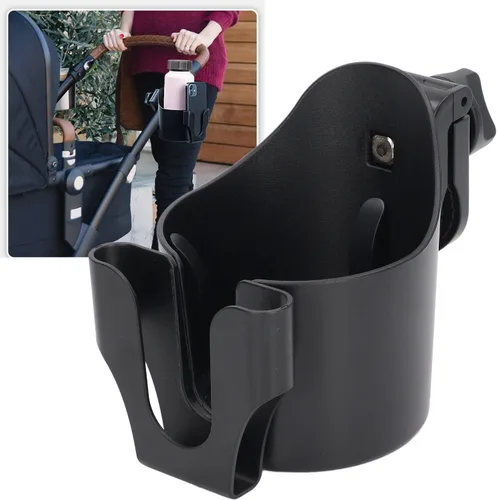 Vista 6 de Portavasos universal para cochecito de bebé, 2 en 1, con soporte para teléfono celular para exteriores