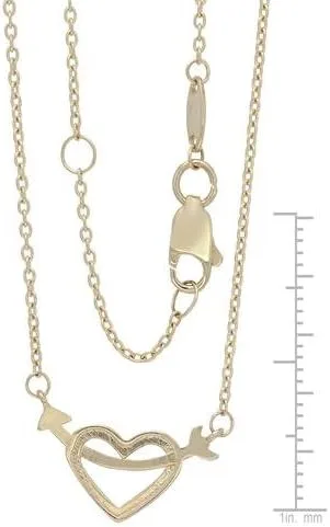 Vista 2 de MCS joyería 14quilates amarillo y oro blanco collar con colgante de corazón y flecha (ajustable 17"-18")
