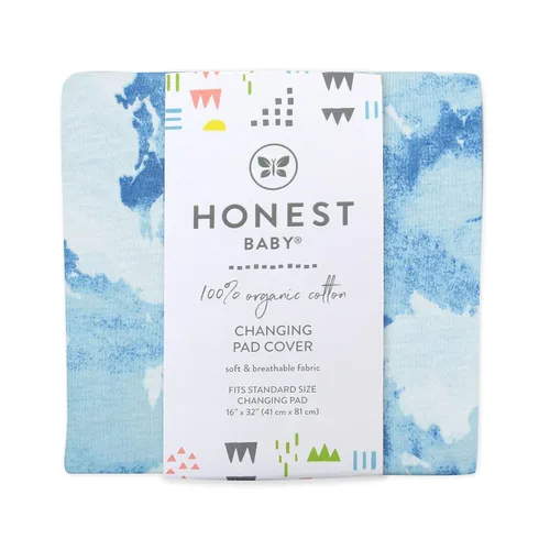 Vista 4 de HonestBaby Funda para cambiador de algodón orgánico para niños, Mundo Acuarela, Talla única (Paquete de 2)