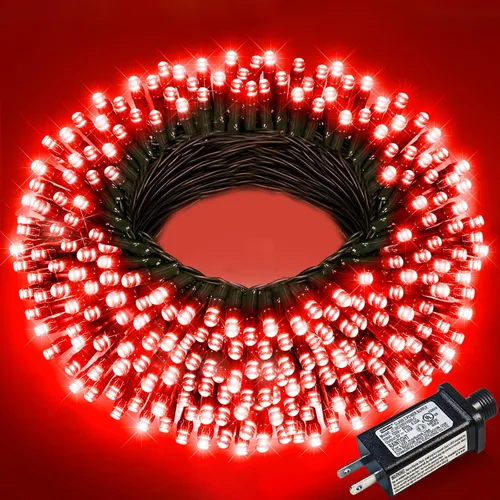 Vista 50 de Juego de 2, luces de Navidad, 200 pies, 600 LED, exterior/interior, guirnalda luces, 8 modos, impermeables, cable verde, parpadeantes, árbol, patio
