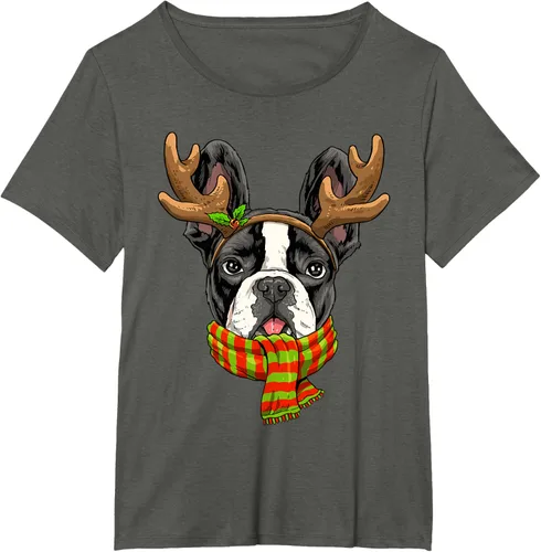 Vista 16 de Camiseta de Navidad para perro Bulldog Francés, Negro, S