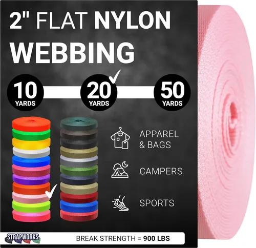Vista 58 de Strapworks - Correa de nailon resistente de 2 pulgadas para cinturón, mochila, correa, collar, correa de perro, sujeción y más, 9, 18 o 45.7 metros