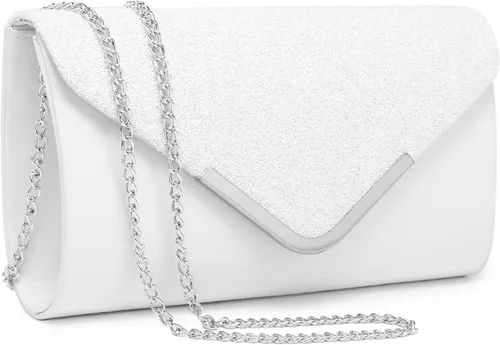 Vista 12 de Dasein Bolsos de noche para mujer, bolsos de mano formales para bodas, fiestas, bailes, bolsos con correa para el hombro y solapa con purpurina
