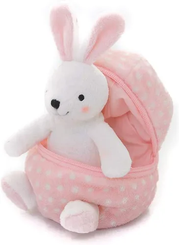 Vista 4 de Plushland - Muñeco de peluche (6 pulgadas), diseño de animal de peluche dentro de un huevo con cremallera; regalo ideal para niños y niñas